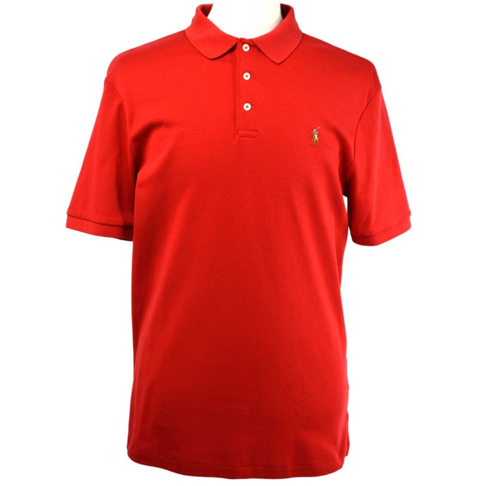 POLO RALPH LAUREN Classic Fit Shirt MEDIUM Red Short Sleeve Embroidered PONY